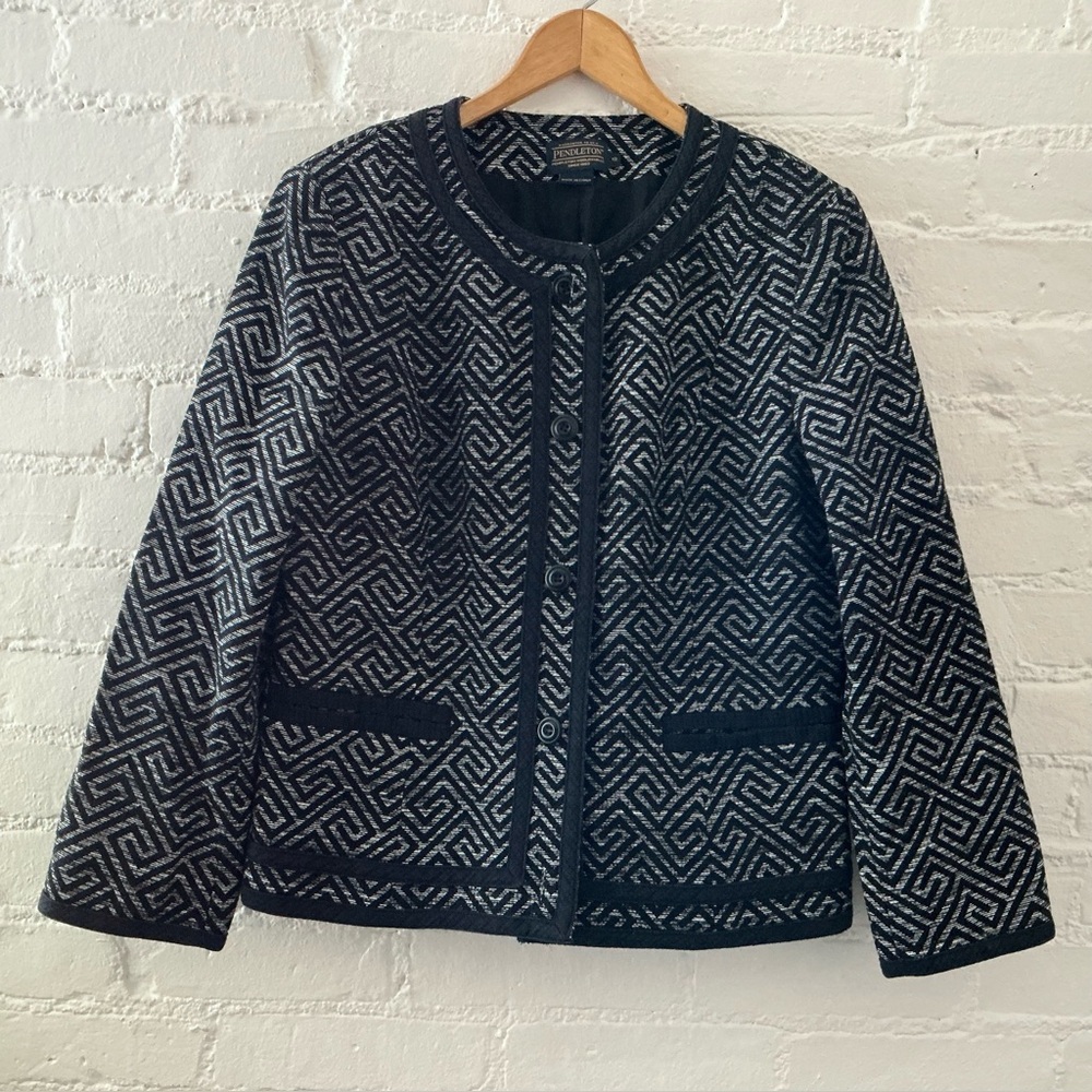 Pendleton Blazer Amanda Print Textured Cotton Jac… - image 2